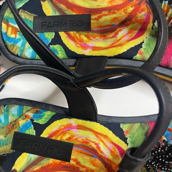 Farm Rio Black Banana Beaded Flat Sandal 9 - Picture 5 of 7